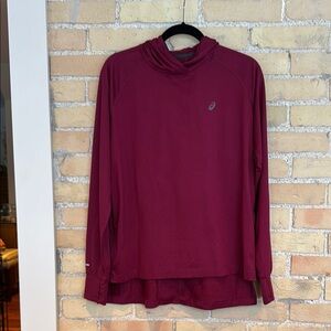 Asics Burgundy Long Sleeve Running Hoodie